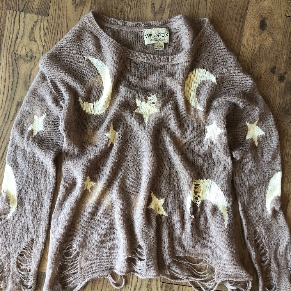wildfox moon and stars size small gauzy layer sweater beach summer sweater